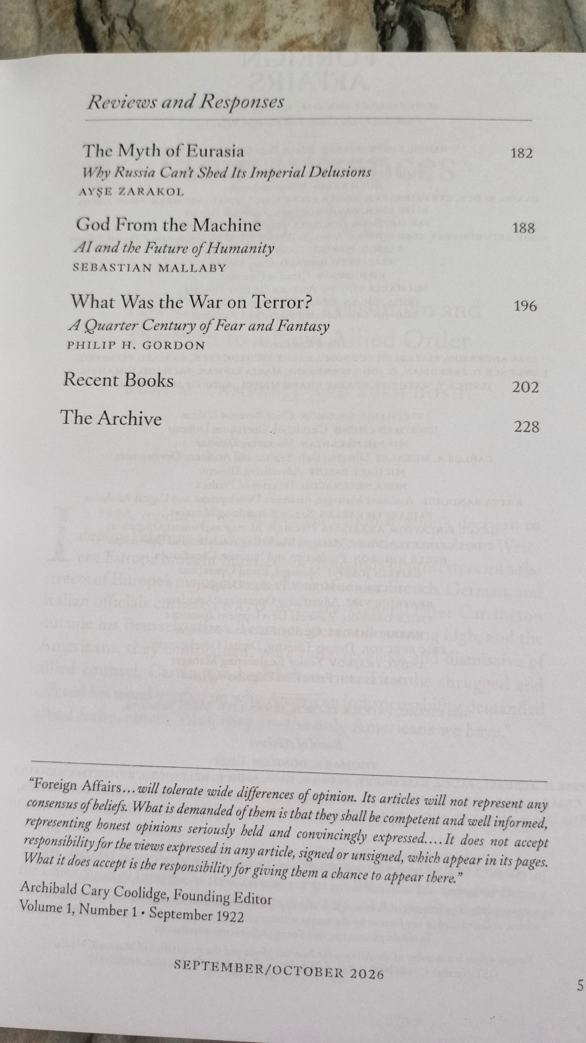 Foreign Affairs Magazines September / October 2026