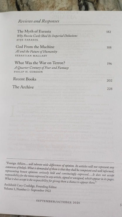Foreign Affairs Magazines September / October 2026
