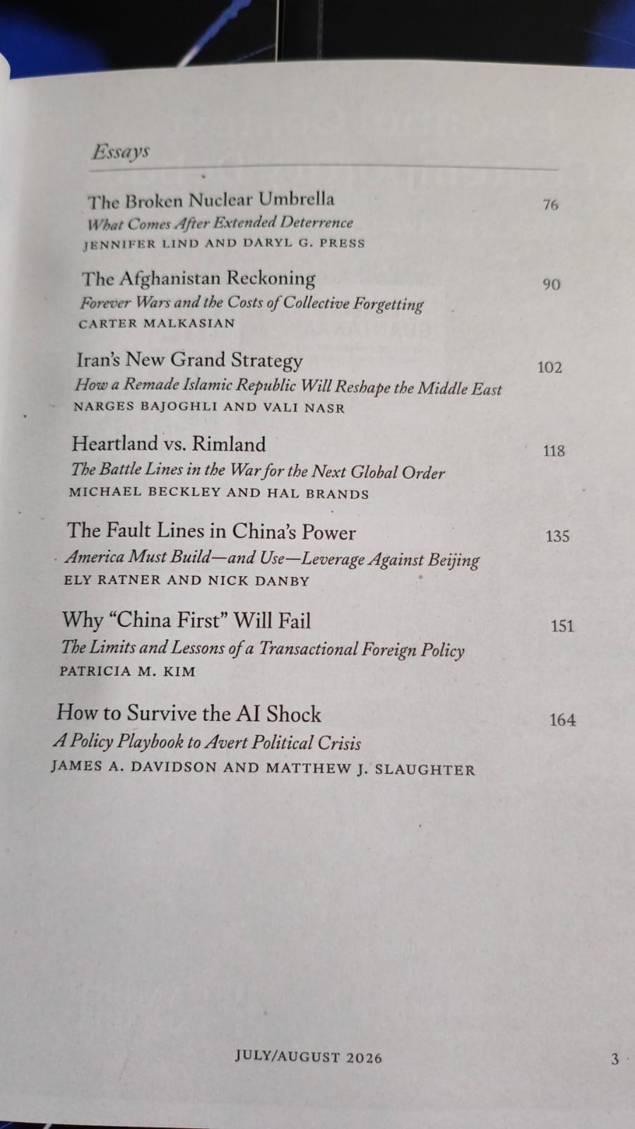 Foreign Affairs Magazines July / August 2026